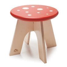 Scăunel din lemn tip ciupercă Toadstool Tender Leaf Toys cu buline roșii