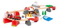 Drevená vláčikodráha s požiarnym vlakom Fire Rescue Set Smart Tech Sound BRIO so zvukom a svetlom a interaktívne prvky s pripojením na aplikáciu 41 di