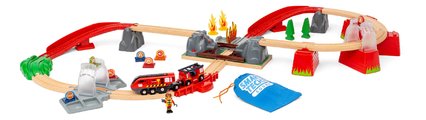 Drevená vláčikodráha s požiarnym vlakom Fire Rescue Set Smart Tech Sound BRIO so zvukom a svetlom a interaktívne prvky s pripojením na aplikáciu 41 di