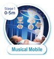 Hudobný kolotoč nad postieľku 3in1 Projector Musical Mobile Ecru Infantino s projektorom a nočným svetlom hnedý od 0 mes