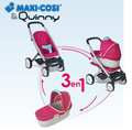 Kočík pre bábiku Maxi Cosi & Quinny 3v1 Smoby (65,5 cm rúčka) ružovo-modrý