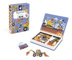 Magnetická kniha Na stavbe Construction Magnetibook Janod 50 magnetiek a 18 šablón
