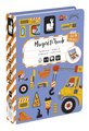 Magnetická kniha Na stavbe Construction Magnetibook Janod 50 magnetiek a 18 šablón