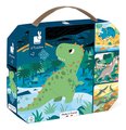 Puzzle v kufríku 4v1 Dinosaury Dinosaurs Janod 6-9-12-16 dielov od 24 mes