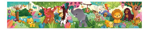 Puzzle v kufríku Džungľa Wild Animals Janod panoramatické 36 dielov od 4 rokov