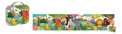 Puzzle v kufríku Džungľa Wild Animals Janod panoramatické 36 dielov od 4 rokov