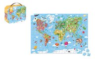 Puzzle v kufríku Mapa sveta World Janod 300 dielov od 7 rokov