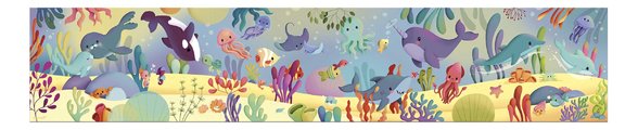 Puzzle v kufríku Morský svet Sea Animals Frieze Janod panoramatické 36 dielov od 4 rokov