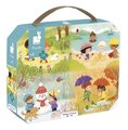 Puzzle v kufríku Štyri ročné obdobia Seasons Janod 36 dielov od 4 rokov