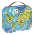 Puzzle v kufríku Mapa sveta World Janod 100 dielov od 6 rokov