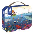 Puzzle v kufríku Podmorský svet Underwater World Janod 100 dielov od 6 rokov