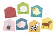 Senzorické karty Zvieratká na farme Farm Tacticle Cards Set Janod na rozvoj hmatu 6 kariet od 12 mes