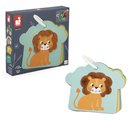 Senzorické karty Zvieratká v savane Savannah Tacticle Cards Set Janod na rozvoj hmatu 6 kariet od 12 mes