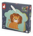Senzorické karty Zvieratká v savane Savannah Tacticle Cards Set Janod na rozvoj hmatu 6 kariet od 12 mes