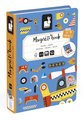 Magnetická kniha Dopravné prostriedky Racers Magnetibook Janod 50 magnetiek a 18 šablón