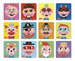 Magnetická kniha Zábavné tváre chlapci Boy's Crazy Faces Magnetibook Janod 70 magnetiek a 12 šablón