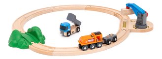 Drevená vláčikodráha s magnetickým žeriavom Štartovacia sada Starter Lift & Load Set BRIO 14 dielov s autíčkom a nákladným vlakom od 3 rokov BRIO0288 