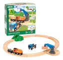 Drevená vláčikodráha s magnetickým žeriavom Štartovacia sada Starter Lift & Load Set BRIO 14 dielov s autíčkom a nákladným vlakom od 3 rokov BRIO0288 