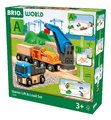 Drevená vláčikodráha s magnetickým žeriavom Štartovacia sada Starter Lift & Load Set BRIO 14 dielov s autíčkom a nákladným vlakom od 3 rokov BRIO0288 