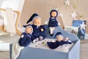 Bábika na maznanie Tidoudou Navy Blue Starry Dreams Mon Doudou Corolle z extra jemného textilu s modrými očami 17 cm od 0 mes