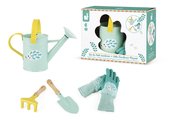 Sada záhradného náradia Little Gardener Playset Happy Garden Janod hrabličky rýľ krhlička a rukavice