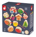 Drevená reťaz prevliekačka Zelenina Vegetable Garden Threading Beads Janod 11 drevených dielikov a 2 šnúrky od 24 mes