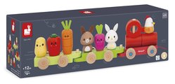 Drevený vláčik na ťahanie Farma Farm Pull-along Train Janod so šnúrkou od 12 mes