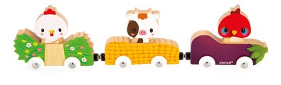 Drevený magnetický vláčik Zvieratká z farmy Magnetic Farm Animals Janod od 18 mes