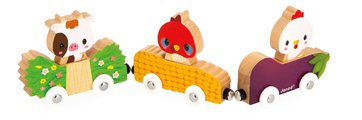 Drevený magnetický vláčik Zvieratká z farmy Magnetic Farm Animals Janod od 18 mes