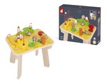 Drevený didaktický stolík s aktivitami Farma Wooden Farm Activity Table Janod 7 aktivít od 12 mes