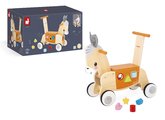 Drevené odrážadlo Somárik Wooden Donkey Carrier Janod s vkladačkou od 12 mes