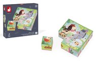 Kartónové obrázkové kocky Farma Cardboard Blocks Janod 9 dielov od 24 mes