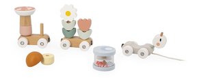 Drevený vláčik na ťahanie Slimák Snail Pull-Along Train Sweet Cocoon Janod so šnúrkou od 12 mes