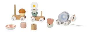 Drevený vláčik na ťahanie Slimák Snail Pull-Along Train Sweet Cocoon Janod so šnúrkou od 12 mes