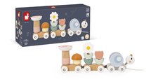 Drevený vláčik na ťahanie Slimák Snail Pull-Along Train Sweet Cocoon Janod so šnúrkou od 12 mes