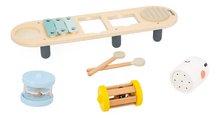 Drevený hudobný stolík Húsenica Caterpillar Musical Stand Sweet Cocoon Janod 5 hudobných nástrojov od 12 mes J04058