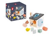 Drevená didaktická hračka Vtáčia búdka Bird House Shape Sorter Sweet Cocoon Janod na triedenie tvarov a farieb od 18 mes J04062