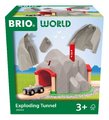 Drevený tunel s funkciou explózie Tunnel BRIO so skrytou koľajnicou a vagónom od 3 rokov BRIO0448