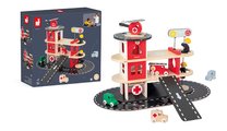Drevená požiarna stanica Fire Station Bolid Janod 4 vozidlá a 2 figúrky od 24 mes J04639