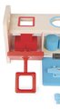 Drevená hračka na vkladanie a triedenie Montessori Shape Sorter Box Essentiel Janod s kľúčmi od 18 mes J05065
