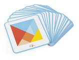 Drevené origami Montessori Tangram Essentiel Janod s predlohami 25 kariet od 24 mes J05070