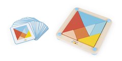 Drevené origami Montessori Tangram Essentiel Janod s predlohami 25 kariet od 24 mes J05070