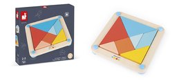 Drevené origami Montessori Tangram Essentiel Janod s predlohami 25 kariet od 24 mes J05070