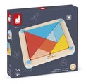 Drevené origami Montessori Tangram Essentiel Janod s predlohami 25 kariet od 24 mes J05070