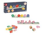 Vzdelávacia hra triedenie Vtáčiky Birds Sorting Shapes Sizes nad Colours Janod 72 drevených vtáčikov od 24 mes J05089