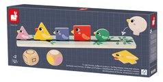 Vzdelávacia hra triedenie Vtáčiky Birds Sorting Shapes Sizes nad Colours Janod 72 drevených vtáčikov od 24 mes J05089