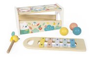 Drevená zatĺkačka Tap Tap Xylophone Pure Janod kladivko a 3 guličky od 12 mes J05155