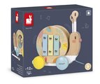 Drevený slimák na ťahanie Pull-Along Snail Pure Janod so šnúrkou s bubnom a xylofónom od 12 mes J05159