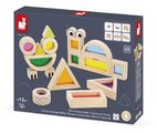 Drevené kocky Translucent Blocks Sensory Janod priesvitné s predlohami 12 dielov od 12 mes J05306