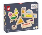 Drevené kocky Translucent Blocks Sensory Janod priesvitné s predlohami 12 dielov od 12 mes J05306
